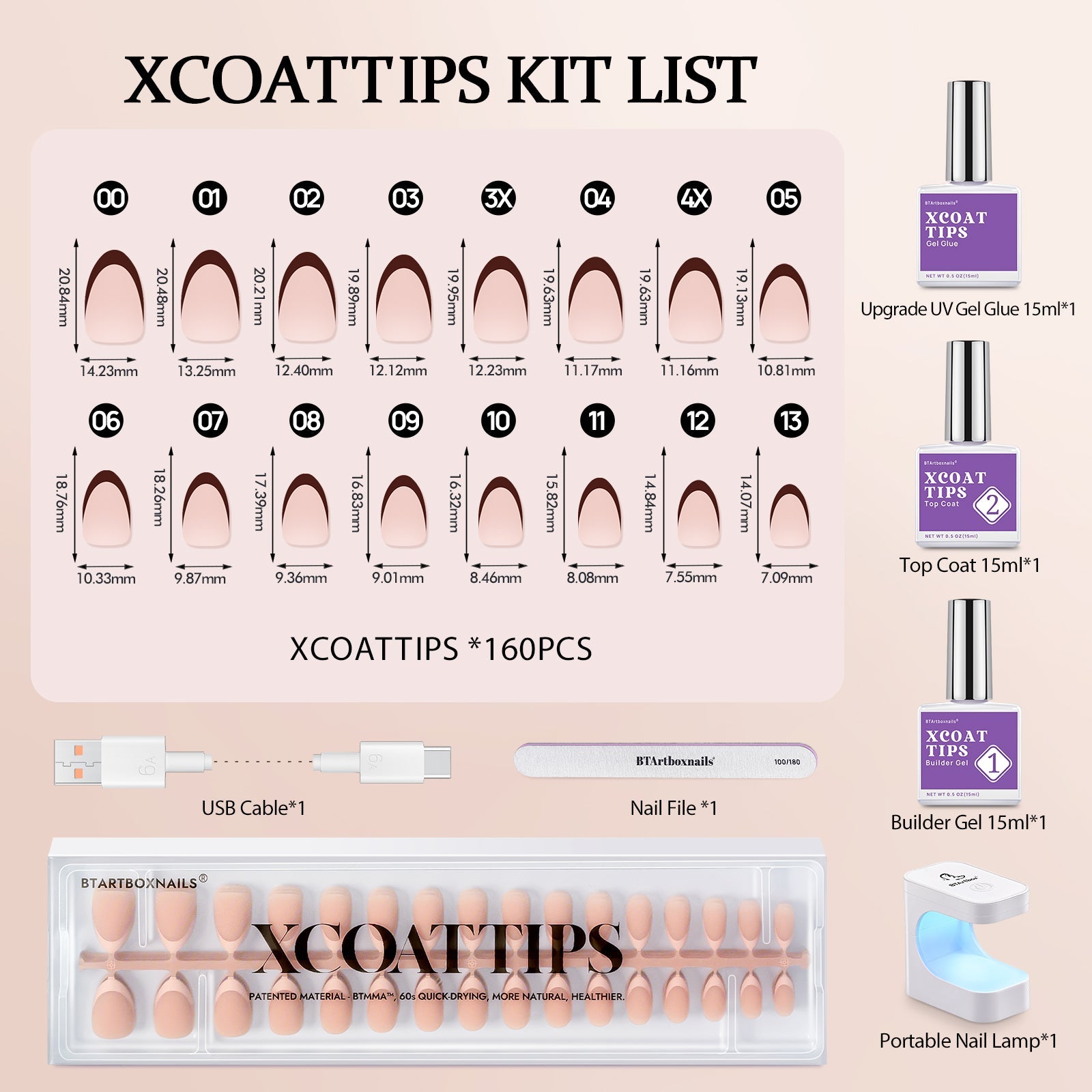 XCOATTIPS® Neutral French - Almond, 160pcs