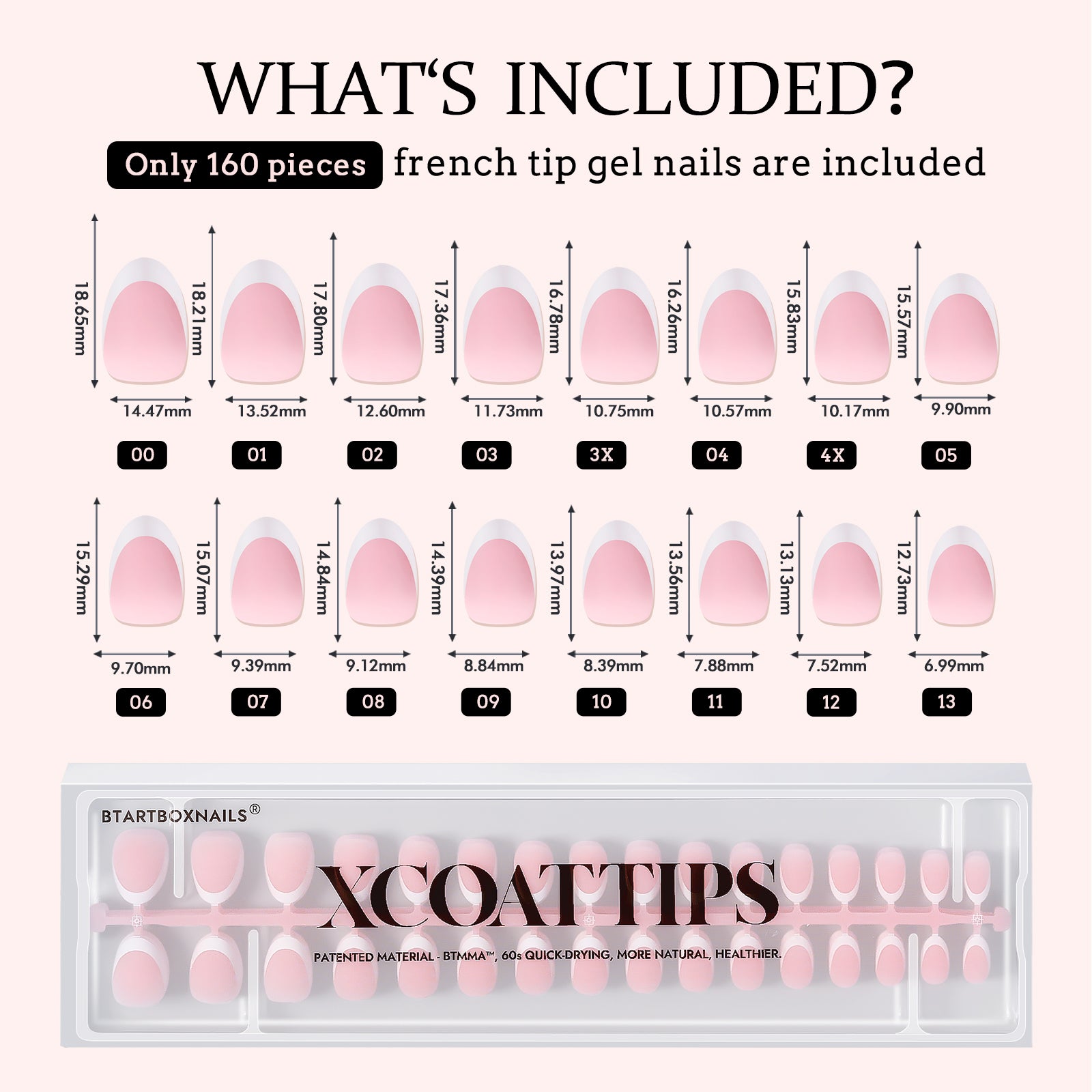 XCOATTIPS® French - Extra Short Almond, 160pcs